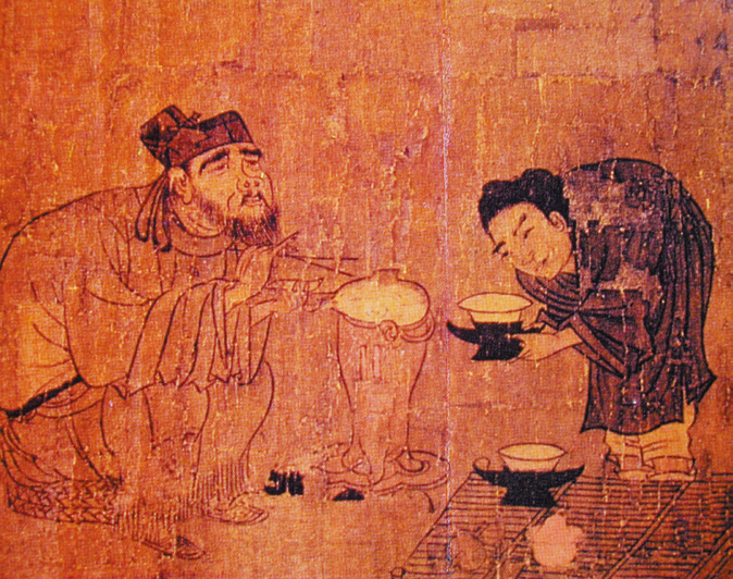唐閻立本《蕭翼賺蘭亭》圖左之煮茶圖。（圖片來源／出色文化）