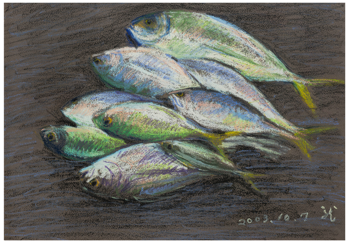 許文龍2003年粉彩作品〈魚〉。（圖片來源／奇美博物館）
