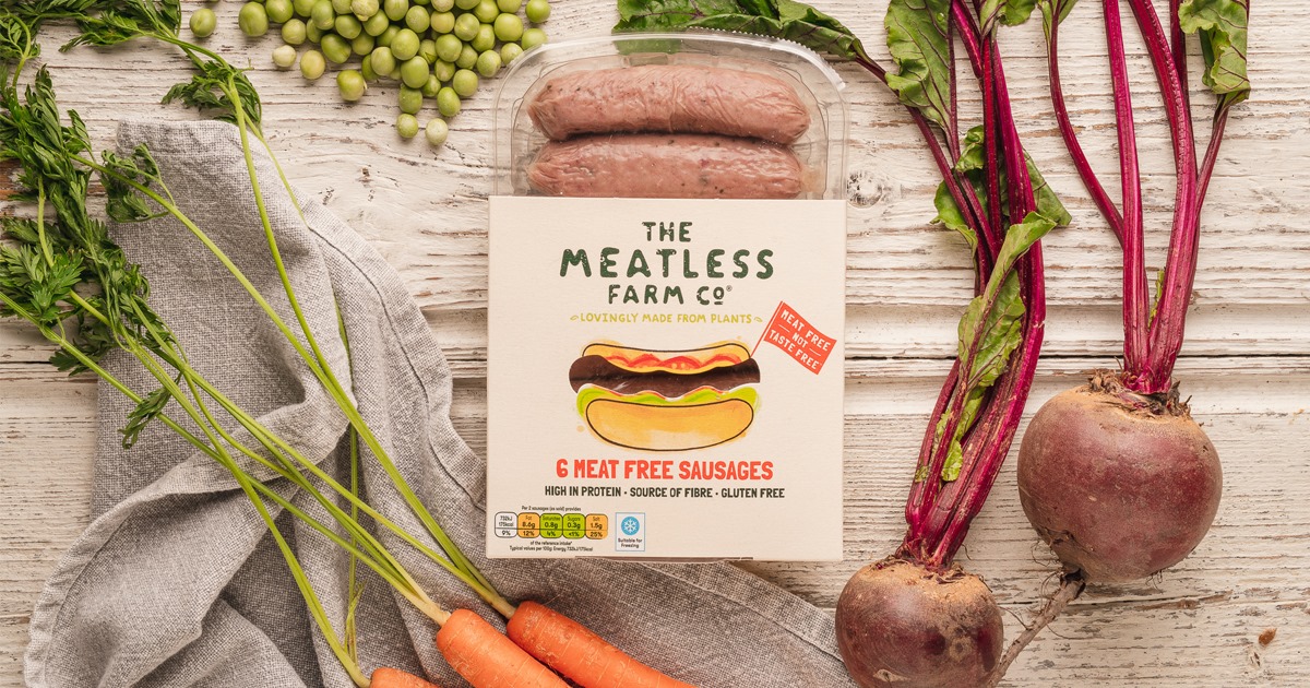 英國品牌Meatless Farm所開發的植物肉香腸。（圖片來源：Meatless Farm粉絲頁）