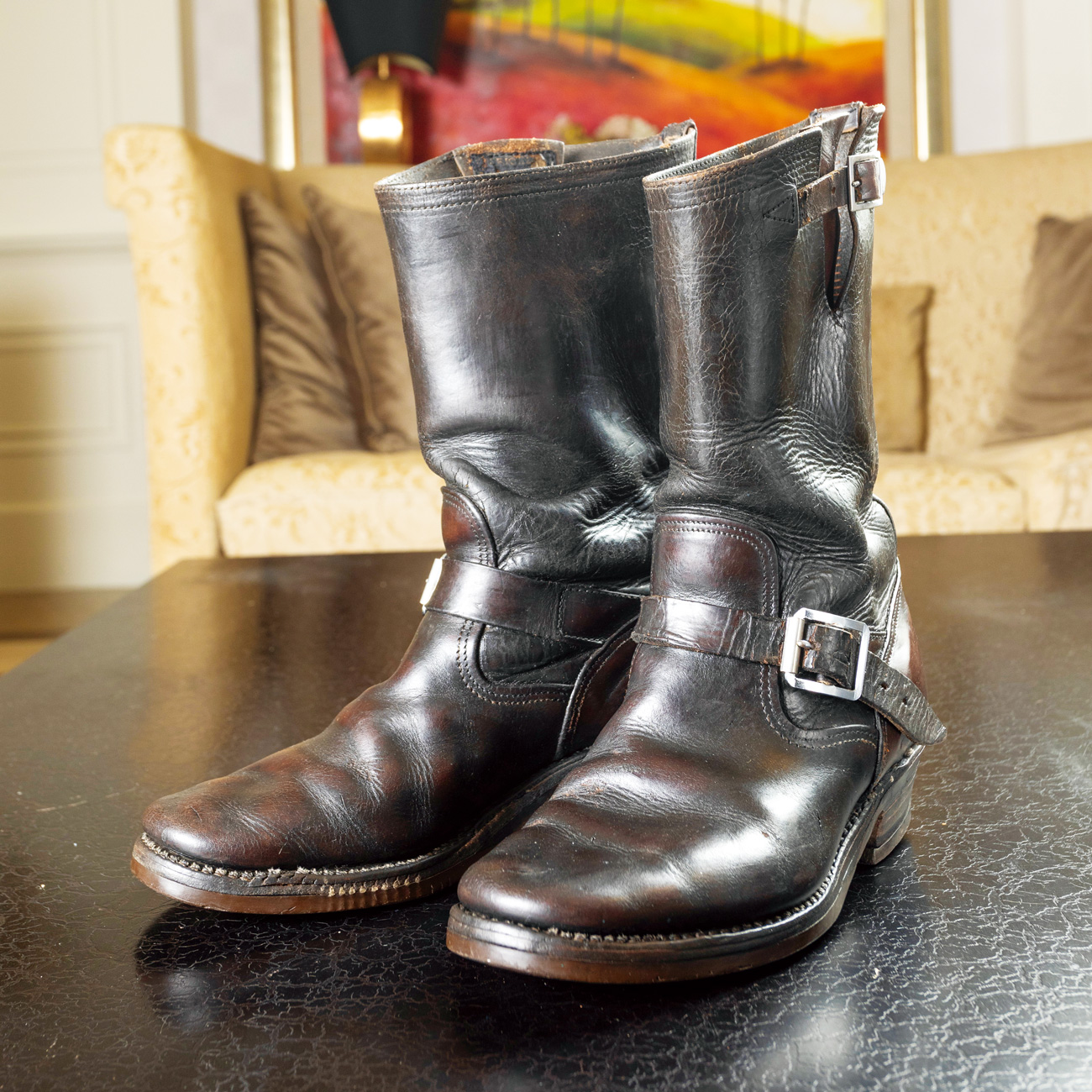 Chippewa是美國歷史最悠久的工裝靴品牌之一，其中繩標最為高檔。此件即為擁有70年歷史的繩標骨董靴款。（攝影：劉煜仕）