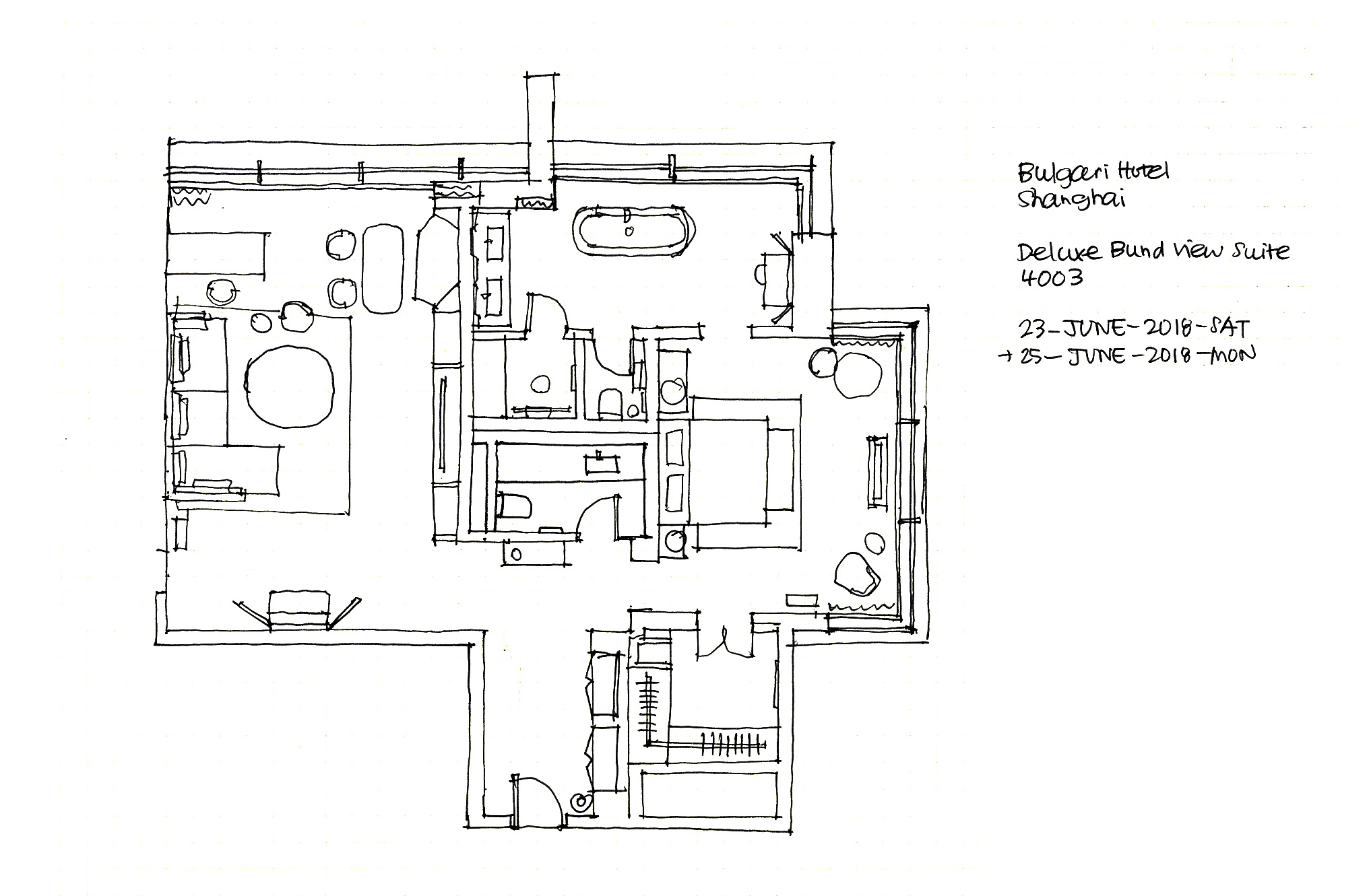 上海寶格麗酒店 Bulgari Hotel Shangai平面圖。(繪圖:張智強)