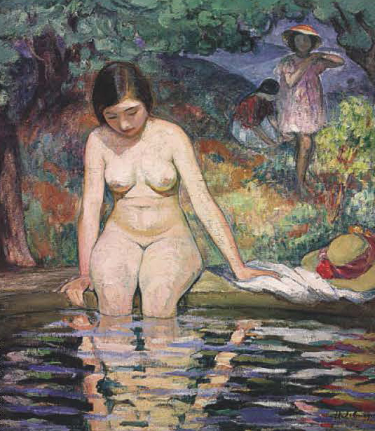 《河畔浴女》：許文龍愛到親自臨摹的畫作。（圖片來源：奇美博物館提供）