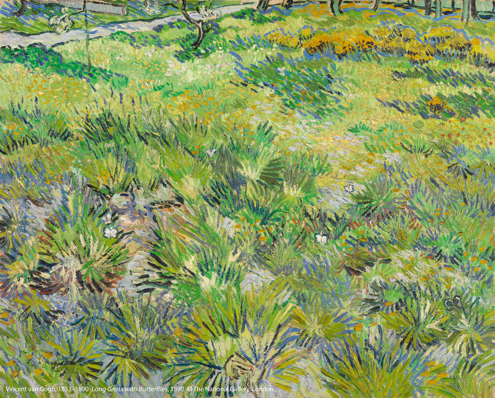 文森．梵谷（1853–1890）作品〈長草地與蝴蝶〉，1890年創作。（圖片來源：奇美博物館提供）