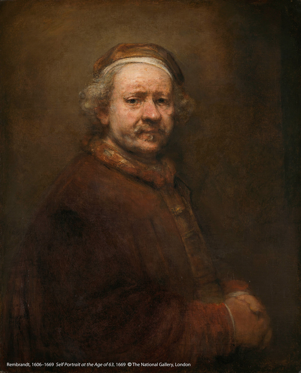 林布蘭（1606-1669）作品〈六十三歲自畫像〉，1669年創作。（圖片來源：奇美博物館提供）