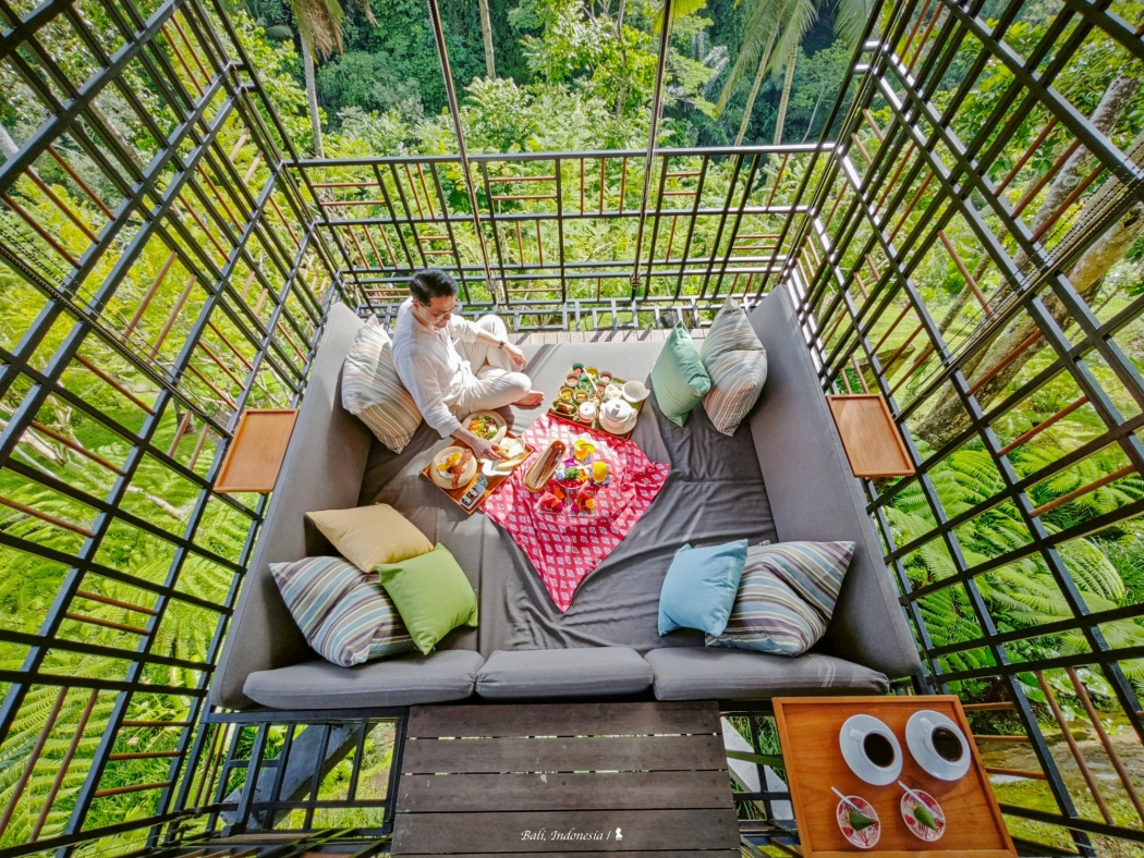 虹夕諾雅峇里島最具標誌性的景色，當屬於飄浮叢林上的空中涼亭「Gazebo」。（圖片來源：陳耀恩提供）