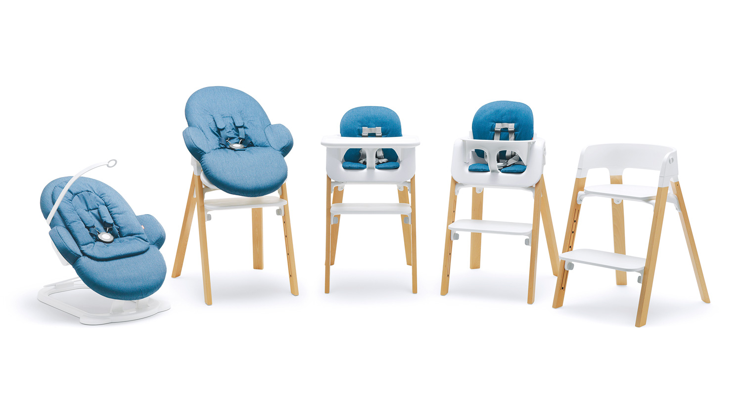 Stokke推出的Steps多功能高腳椅，透過組合不同零件，適用於各年齡層孩童。（圖片來源：台北紅點設計博物館提供）