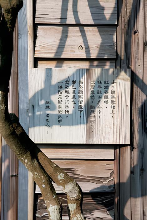 相思木刻上的中國古詩詞，提示人見景思情。（攝影：楊志雄）
