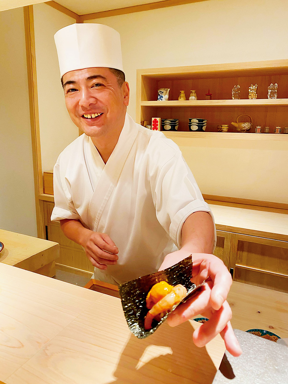 師承東京米其林三星餐廳神田的和知軍雄,離開西華飯店「KOUMA日本料理小馬」後,自立門戶開設謙安和。(圖片來源:徐天麟提供)