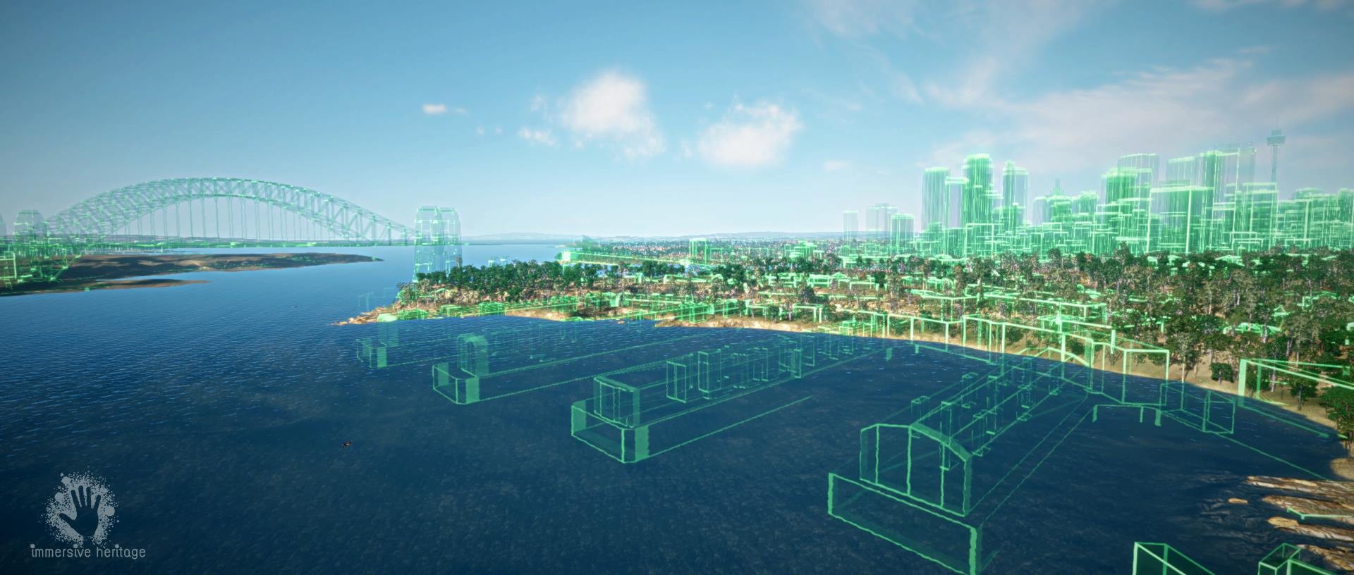 Virtual Songlines計畫透過數位重建,把過去的原始叢林景觀與現代城市疊加對照,凸顯歐洲殖民者到來之前,原住民族廣泛分布的景況。