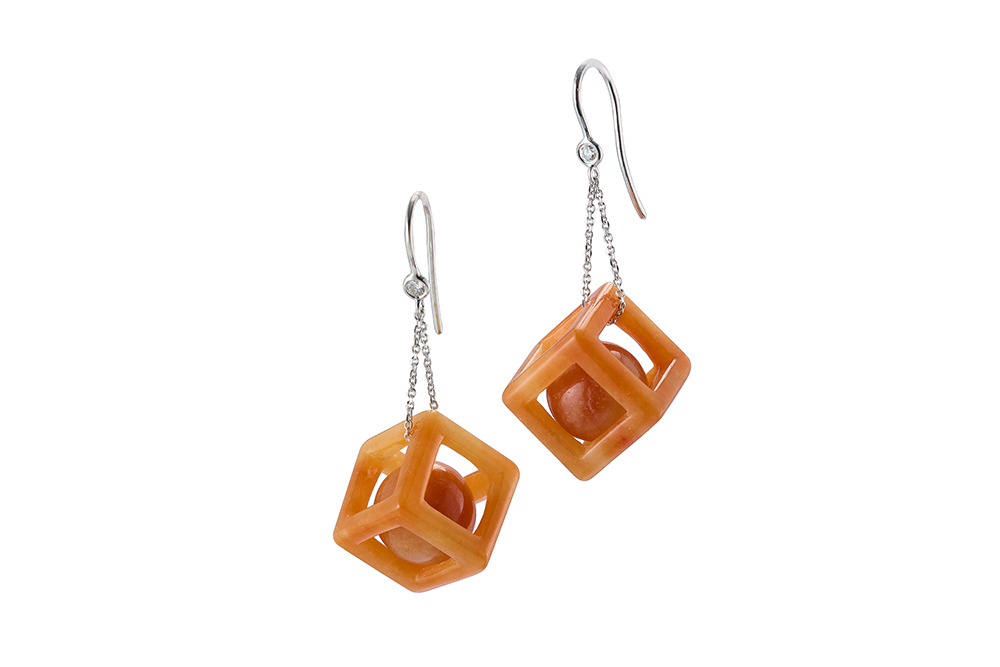 【時運天成】系列 紅翡鑲鑽耳環